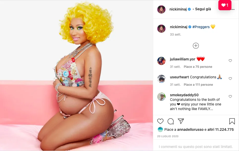 Nicki Minaj e lo scatto della gravidanza - neomag.